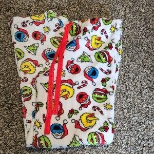 Sesame Street White Pajama Pants with Red and Green Characters